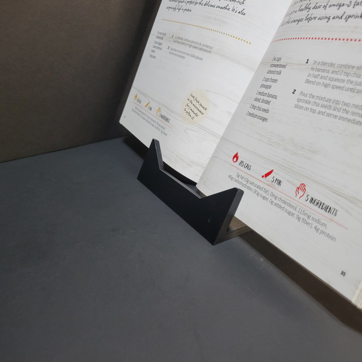 Minimalist Cookbook Stand and Tablet Holder with Page Keepers | Hands Free & Stable