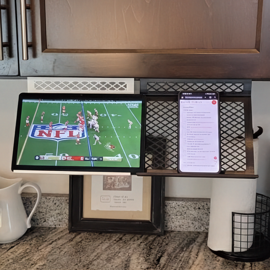 Kitchen Cabinet iPad - Recipe Stand - Tool Free, Very Stable & Hands Free