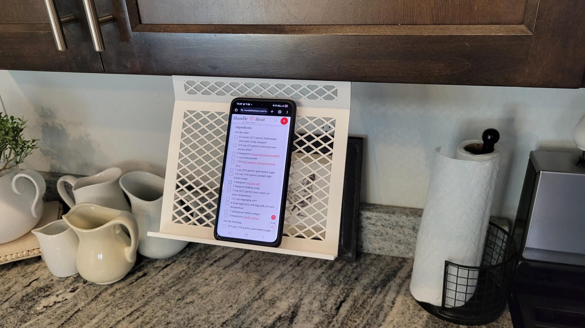 Kitchen Cabinet iPad - Recipe Stand - Tool Free, Very Stable & Hands Free