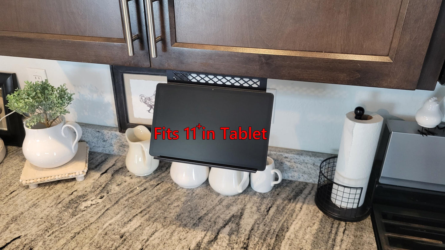 Kitchen Cabinet iPad - Recipe Stand - Tool Free, Very Stable & Hands Free