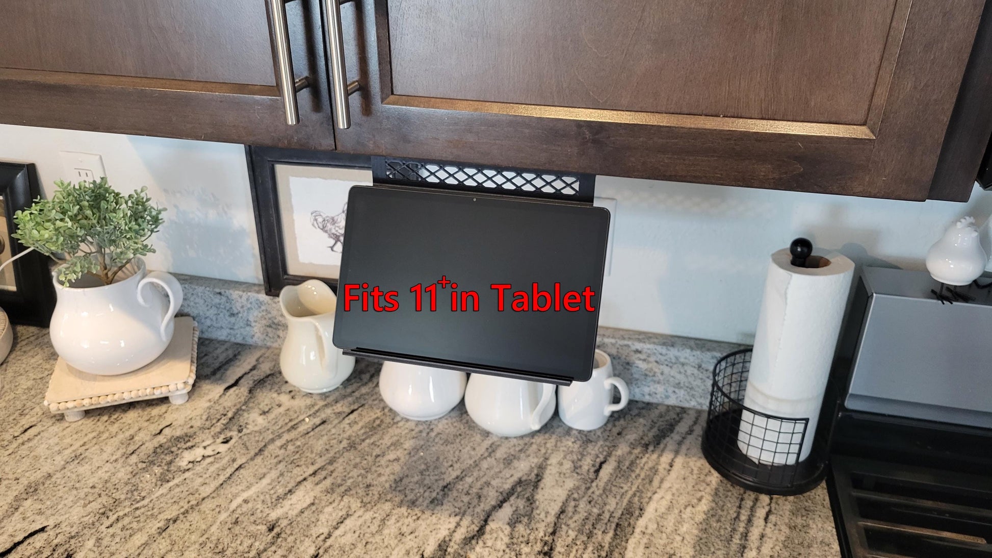 Kitchen Cabinet iPad - Recipe Stand - Tool Free, Very Stable & Hands Free