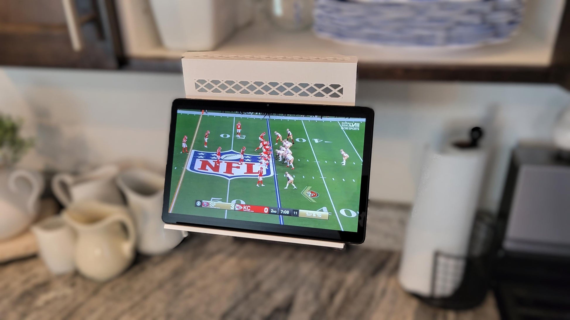 Kitchen Cabinet iPad - Recipe Stand - Tool Free, Very Stable & Hands Free